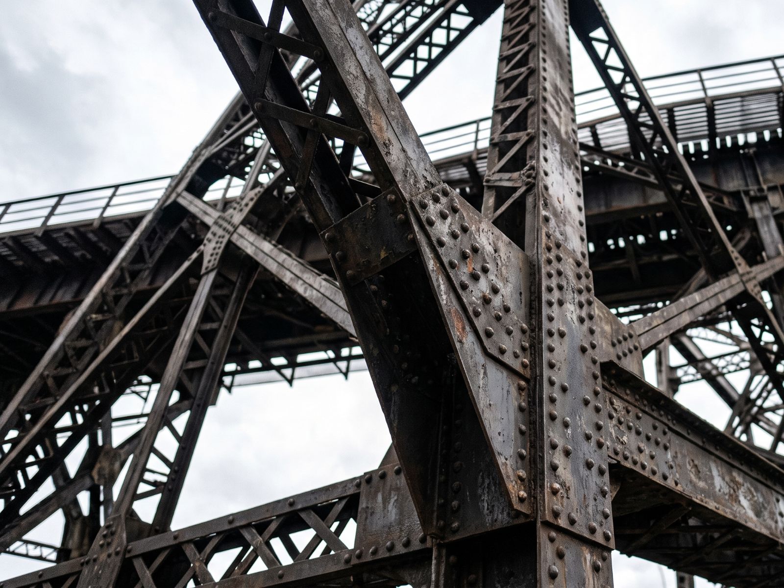 Steel bridge structure underside
